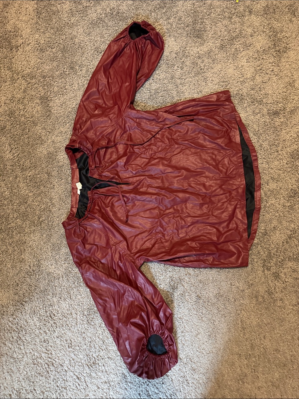 Women's Wine Faux Leather Pullover top